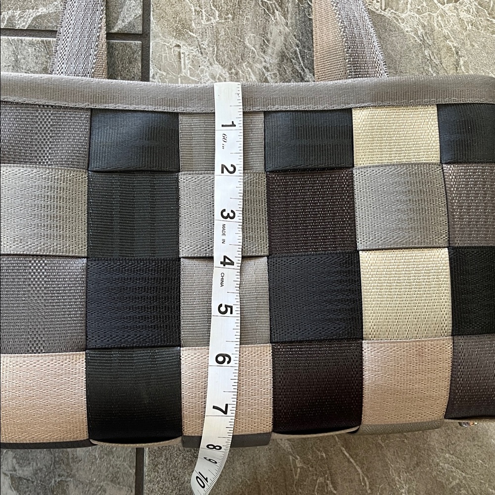 🤍🩶 Harvey's California Seatbelt Bag Grey Patchwork Ombre Large Satchel - Picture 13 of 15
